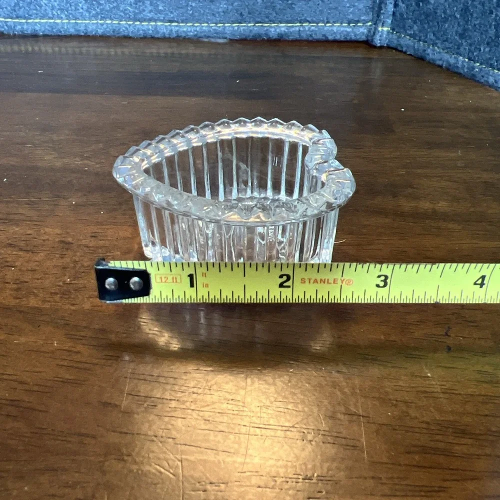 Vintage HOMCO Trinket Jewelry Box Heart-Shaped Cut‎ Glass NO LID